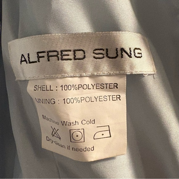 NWT Alfred Sung Satin Twill Mist Cap Sleeve Light Blue Dress Dessy Bridesmaid - Picture 11 of 11